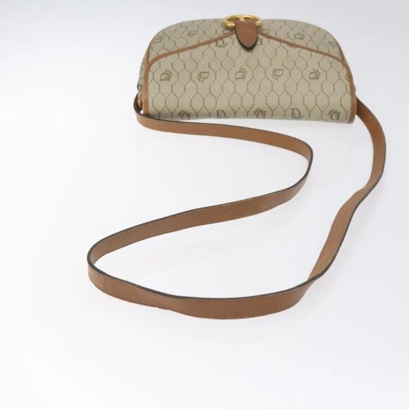 Christian Dior Honeycomb Canvas Shoulder Bag PVC Beige Gold Auth - Picture 12 of 16